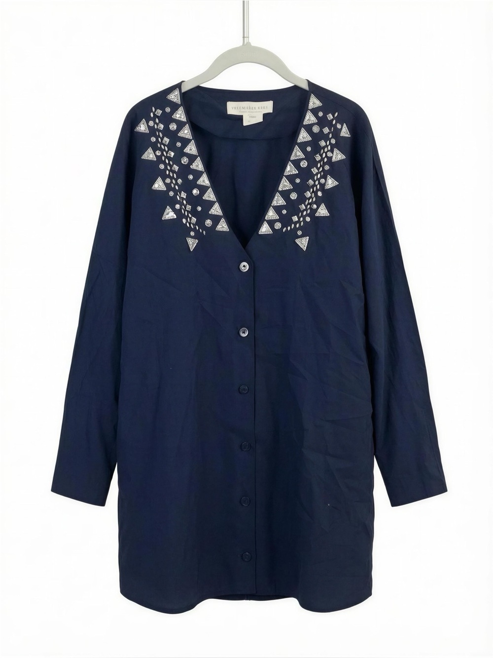 Women’s Embellished V-NeckBlack Button-Front Dress  NWT Size Large